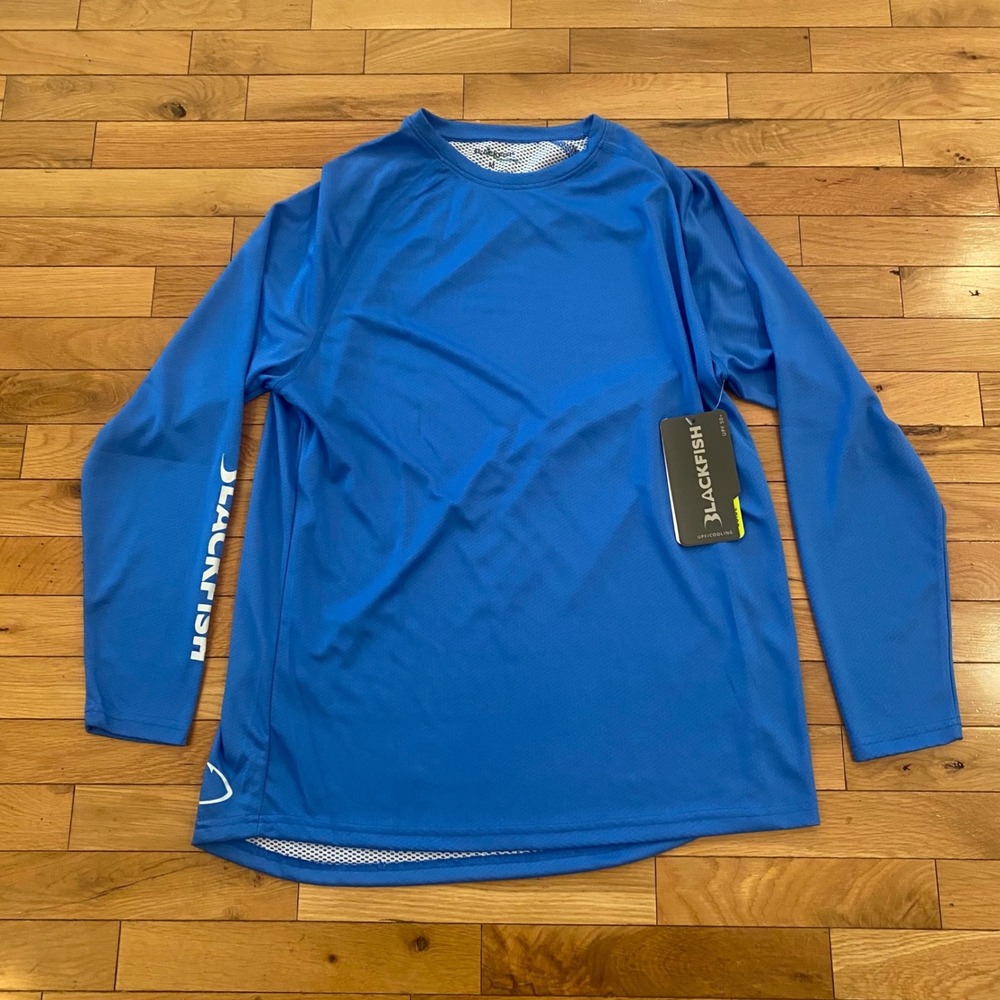 Blackfish Guide LS CB Blue Performance Fishing Shirt Mens‎ Medium UPF 50+ New